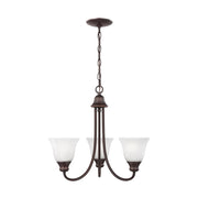 Sea Gull Lighting Windgate Three-Light Bronze Chandelier with Alabaster Glass Shades, 20-Inch, 35939-710
