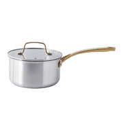 Martha Stewart Midvale 10-Piece Stainless Steel Cookware Set with Gold Handles, Induction Compatible, Oven Safe
