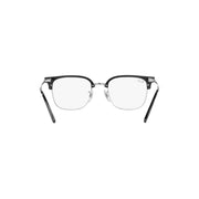 Ray-Ban RX7216 Unisex New Clubmaster Square Eyeglasses, Black on Silver Frame, 49 mm