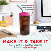Dash Brew2Go Portable Cold Brew Coffee Maker, USB Rechargeable, Pink, Makes 1.5 Cups, DCBM10SGBPK4