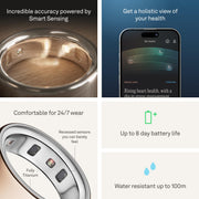 Oura Ring 4 Smart Wearable Ring, Rose Gold, Size 6, All-Titanium, Sleep and Fitness Tracker, 8-Day Battery Life, JZ90-54219-06