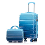Alvantor 2 Piece Spinner Luggage Set, Gradient Navy and Light Blue, 20 in Carry-On Suitcase with 14 in Cosmetic Case