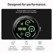 Google Pixel Watch 3 (45mm) 2024 Model - Android Smartwatch, Heart Rate Tracking, Fitbit Advanced Running, Fitness Insights, 24-Hour Battery - Polished Silver Aluminum Case - Porcelain Band - Wi-Fi