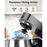 Casualife Hoolly Stand Mixer, 6.5-QT 6-Speed Tilt-Head Kitchen Stand Mixer with Dough Hook, Wire Whip & Beater