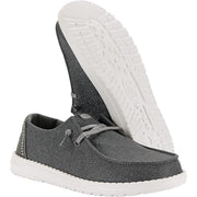 HEYDUDE Wendy Stardust Women's Slip-On Loafers, Sparkling Charcoal Textile Upper with Rhinestone Heel, Lightweight, Adjustable Elastic Laces, Removable Foam Insole, Size 10, 43101