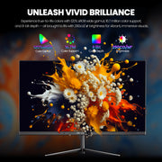 CRUA 24.5 Inch Gaming Monitor, IPS Full HD 1920x1080, 200Hz Refresh Rate, 120% sRGB, FreeSync, HDMI DisplayPort, Built-In Speakers, Wall Mountable, Black