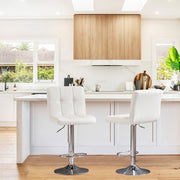 EDX Bar Stools Set of 2, Modern Adjustable Armless Swivel Counter Stools with White PU Leather, Padded Mid-Back, Chromed Steel Base