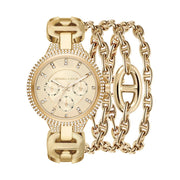 Kendall + Kylie Gold Tone Metal Strap Watch and Bracelet Set