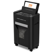 QUIETLEMON 100-Sheet Auto Feed Cross-Cut Paper Shredder, Heavy Duty, 8 Sheet Manual Feed, 4.5 Gallon Pullout Bin, Black, 0850080123