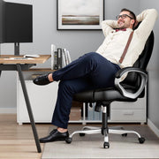 Homall High Back Office Chair, Executive Faux Leather Desk Chair with Lumbar Support, Padded Armrests, Adjustable Height, Swivel, Black