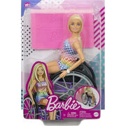 Mattel HJT13 Barbie Fashionistas Doll #194 With Wheelchair & Ramp, Blond Hair, Rainbow Dress & Accessories