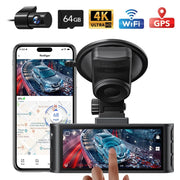 REDTIGER Dash Cam Front and Rear, Touch Screen Dash Camera with Wifi GPS, Voice Control, 4K DashCam with Super Night Vision, WDR, 24H Parking Mode, Vehicle, Free 64GB Card