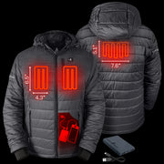 ActionHeat AH-PJKT-5V-M-G- Men's 5V Insulated Heated Jacket with Detachable Hood, Battery Pack, XX- Large