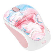Logitech Compact Wireless Mouse, Ergonomic Contoured Design, Cotton Candy Pink, Long-Lasting Battery, USB Receiver, Portable