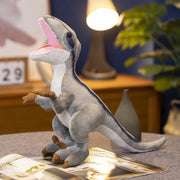 FulanDe Dinosaur Plush Toy, 16 Inch Gray Velociraptor Stuffed Animal, Soft Cotton Plush Doll for Kids V0153