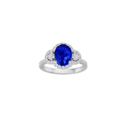 Unbranded Oval Tanzanite Ring with Diamonds in 14k White Gold (Extraordinary Gemstone)