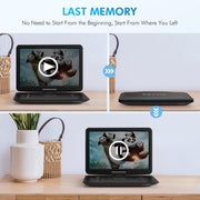 DBPOWER 17.9 Portable DVD Player with 15.6 in HD Swivel Screen, 6 Hour Rechargeable Battery, Multi-Format Playback, Dual Stereo Speakers, Remote Control, Region Free