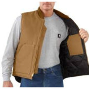 Carhartt V01 Firm Duck Relaxed-Fit Insulated Rib Collar Vest for Men - Carhartt Brown - XL