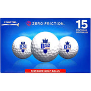 Zero Friction B52 Distance Golf Balls, 15 Count, White, 85 Compression, 2-Piece Construction, Includes Turf Tees, GB35001
