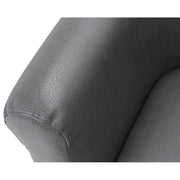 Foxhill Faux Leather Bucket Accent Chair, Deep Padded Seat, Wraparound Backrest, Carbon Gray, Wood and Metal Frame