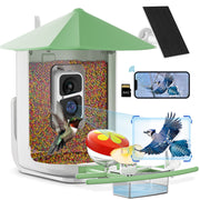 Naipo VN-DB09-08 Smart Bird Feeder Camera, Wireless Outdoor Bird Watching with 1080P Full HD, Night Vision, AI Bird Species Identification, Motion Detection, Two-Way Talk, Green