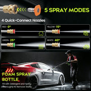 Lnow Electric Pressure Washer, 3800 PSI, 2.6 GPM, 5 Nozzles, 26ft Hose, Portable High Pressure Cleaning Machine, Green, QXJ01