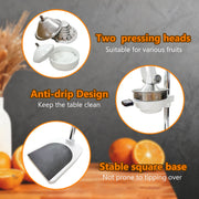 Beslands Heavy-Duty Cast-Iron Manual Citrus Juicer with Ergonomic Lever, Large 5-Inch Bowl, White, 1107