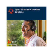 Poly Voyager 4320 UC Stereo Bluetooth Wireless Headset with Noise-Canceling Dual Microphones, USB-A Adapter, Charging Stand, Lightweight Adjustable Headband