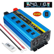 LVYUAN 3000W Pure Sine Wave Power Inverter, 6000W Peak, DC 24V to AC 110V/120V, 4 USB Ports, 4 AC Outlets, LCD Display, Remote Control, Blue