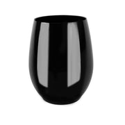 PLASTICPRO Disposable Stemless Wine Glasses, 12 Oz Black BPA-Free Plastic Cups, Pack of 6, 126088