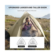 Naturehike Cloud-Up 2 Pro Backpacking Tent, Ultralight 3.97 lb, Waterproof 4000mm, Free Standing, Sand