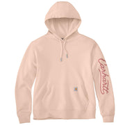 Carhartt Women's Sawyer Script Logo Hooded Sweatshirt, Light Coral, Medium, 107414