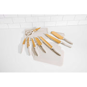 Thyme & Table 20-Piece Knife Set, Stainless Steel Blades, Ergonomic Blue or Taupe Handles, Includes Kitchen Shears and Cutting Board