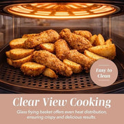 Cook With Color Air Fryer with Glass Basket, 4Qt Capacity, 1200W Motor, Digital Touch Display with 6 Presets, Adjustable Temp 175F-400F, Blush, YWAF52BLS
