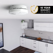 USI 10-Year Battery Mini Smoke and Fire Alarm with Photoelectric Sensor, White, Round, USISM/10YR/MINI