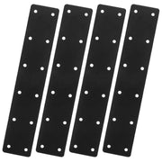 Milisten Metal Wood Mending Plates, Heavy-Duty Steel Flat Braces, Black Finish, Pack of 4, 10.83 in Length