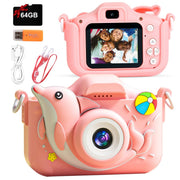 PayUSD 64GB 1080HD Dolphin Portable Cameras, Pink 20MP