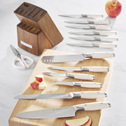 The Pioneer Woman 14-Piece Knife Block Set, High-Carbon Stainless Steel Blades, Ergonomic ABS Handles, Linen-Finished Acacia Wood Block