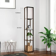 Outon OUTON-FL-63.7-BROWN 63.7'' Dimmable Floor Lamp with Shelves and Charging Station for Living Room, Bedroom, Brown