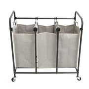 Better Homes & Gardens 3 Bag Laundry Sorter Metal Rolling Cart with Gray Fabric Bins