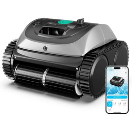WYBOT C1 Robotic Automatic Pool Cleaner, 4-in-1 Cordless Vacuum for Inground Pools up to 1,614 Sq.ft, 150-Min Runtime, Wall & Waterline Cleaning, WiFi & Bluetooth Control