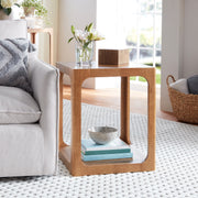 Whalen Furniture Haven End Table, Solid Rubberwood, Warm Brown, 24 in, Open Lower Shelf