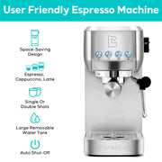 Casabrews 20 Bar Espresso Machine, Silver - Stylish & Pratical