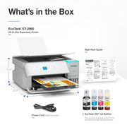 Epson EcoTank ET-2980 Wireless All-in-One Color Supertank Printer, Cartridge-Free Refillable Ink Tanks, 15 PPM, Automatic Two-Sided Printing, 1.44
