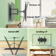 USX MOUNT Full Motion TV Wall Mount for 26-65 Inch TVs, Swivels 90, Tilts 12, Extends 31.22 in, Holds Up to 80 lb, VESA 400x400mm, Black Steel WMM904