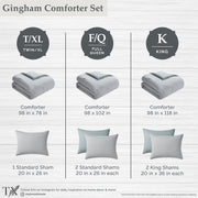My Texas House Full/Queen Comforter Set, All-Season, Green Gingham Plaid, 3-Piece