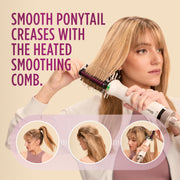 SharkNinja SmoothStyle Heated Comb and Blow Dryer Brush, Dual-Mode, Ceramic-Coated Plates, Silk White, HT212