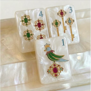 160 PCS American Mahjong Game Set, 4-Layer Acrylic Tiles, 1.2 Inch, Complete Travel Kit, Off-White