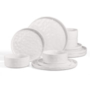 Vesteel 12-Piece Stoneware Dinnerware Set, Speckled White, Includes Plates and Bowls for 4, Dishwasher and Microwave Safe, Stackable Design