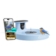 Birdfy Bird Bath Pro Smart Bird Bath with Dual-Lens 2K Camera, Solar-Powered Fountain with 3 Nozzles, Blue